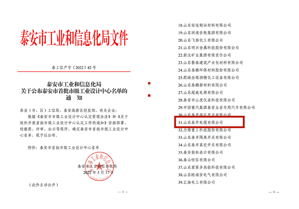 泰安市首批工業設計中心